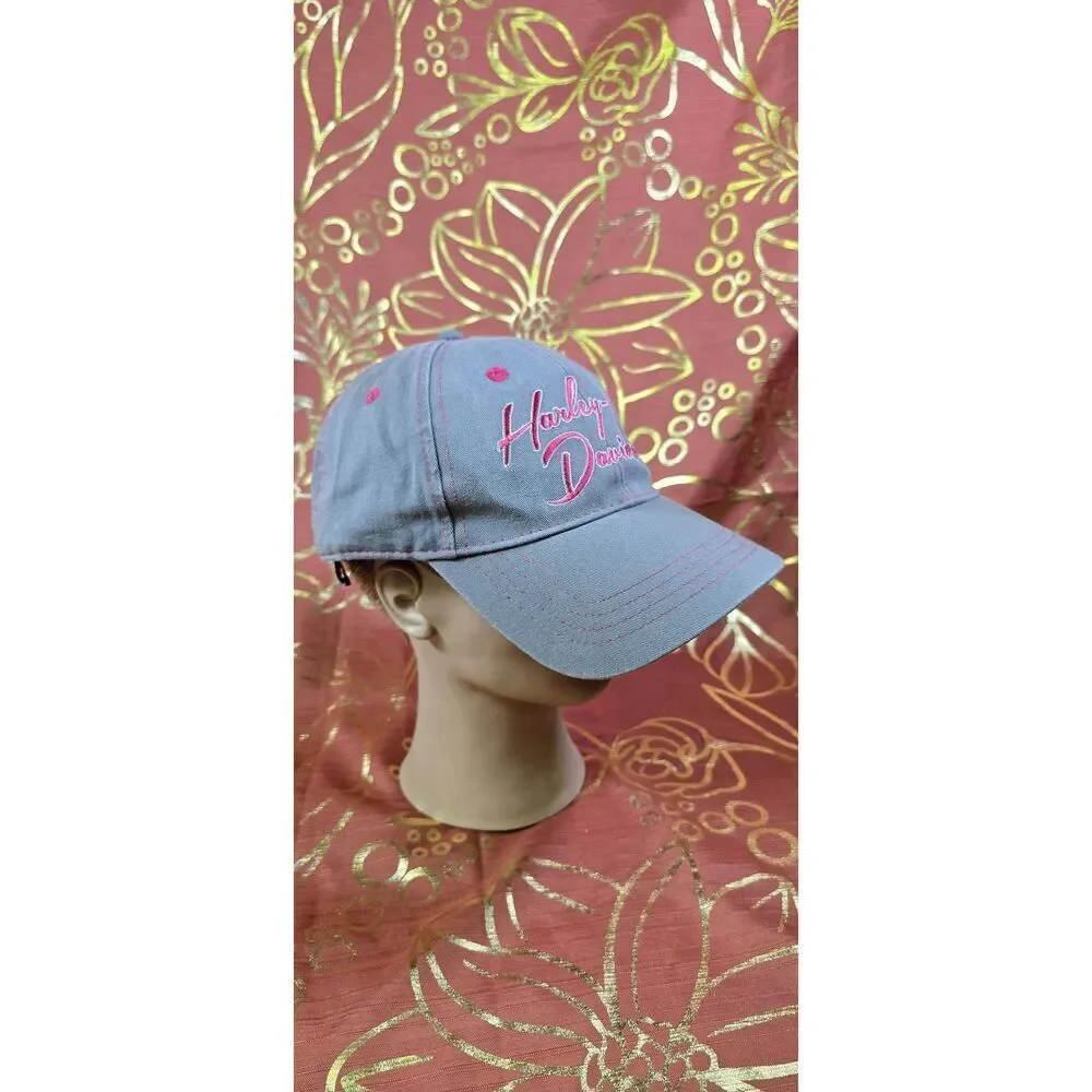 Harley Davidson pink and gray strapback baseball cap